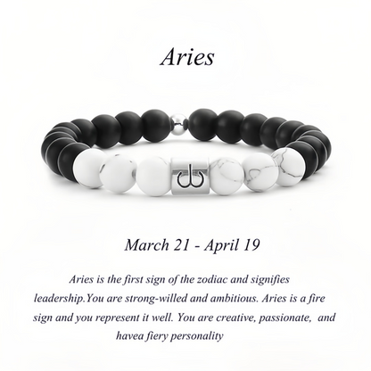 12 Zodiac Signs Natural Matte Stone White Turquoise Beaded Wealth Attraction Bracelet