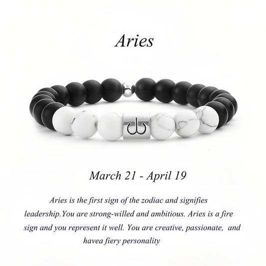 12 Zodiac Signs Natural Matte Stone White Turquoise Beaded Wealth Attraction Bracelet