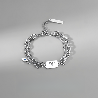 Titanium Steel 12 Zodiac Signs Peaceful Guardian Elegant Bracelet