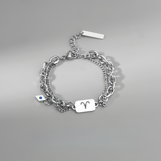 Titanium Steel 12 Zodiac Signs Peaceful Guardian Elegant Bracelet
