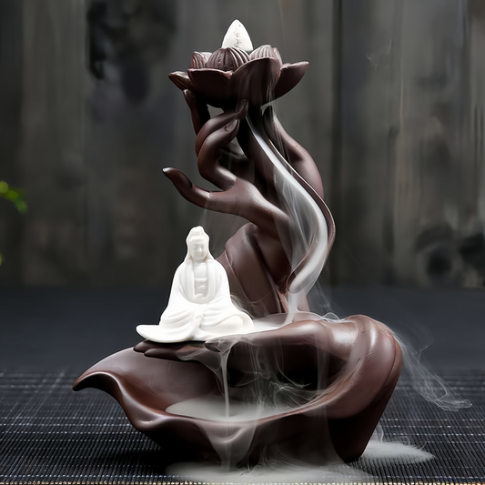 Handcrafted Lotus Buddha Citrus Aromatherapy Incense Burner - Eco-Friendly Zen Meditation Diffuser