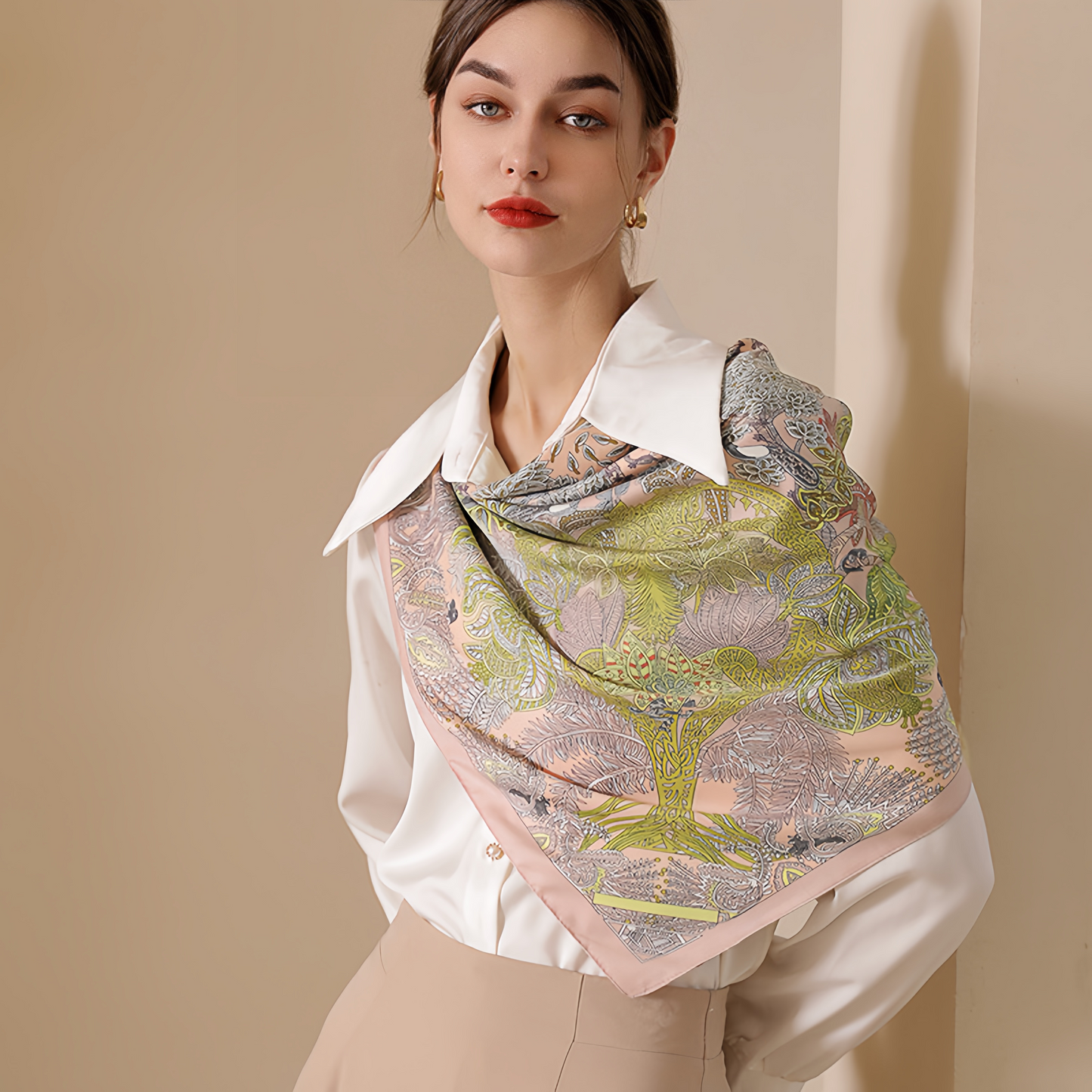 2025 Summer Floral Print Square Scarf - French Vintage Style Chiffon Neck Tie - Breathable Women's Fashion Accessory