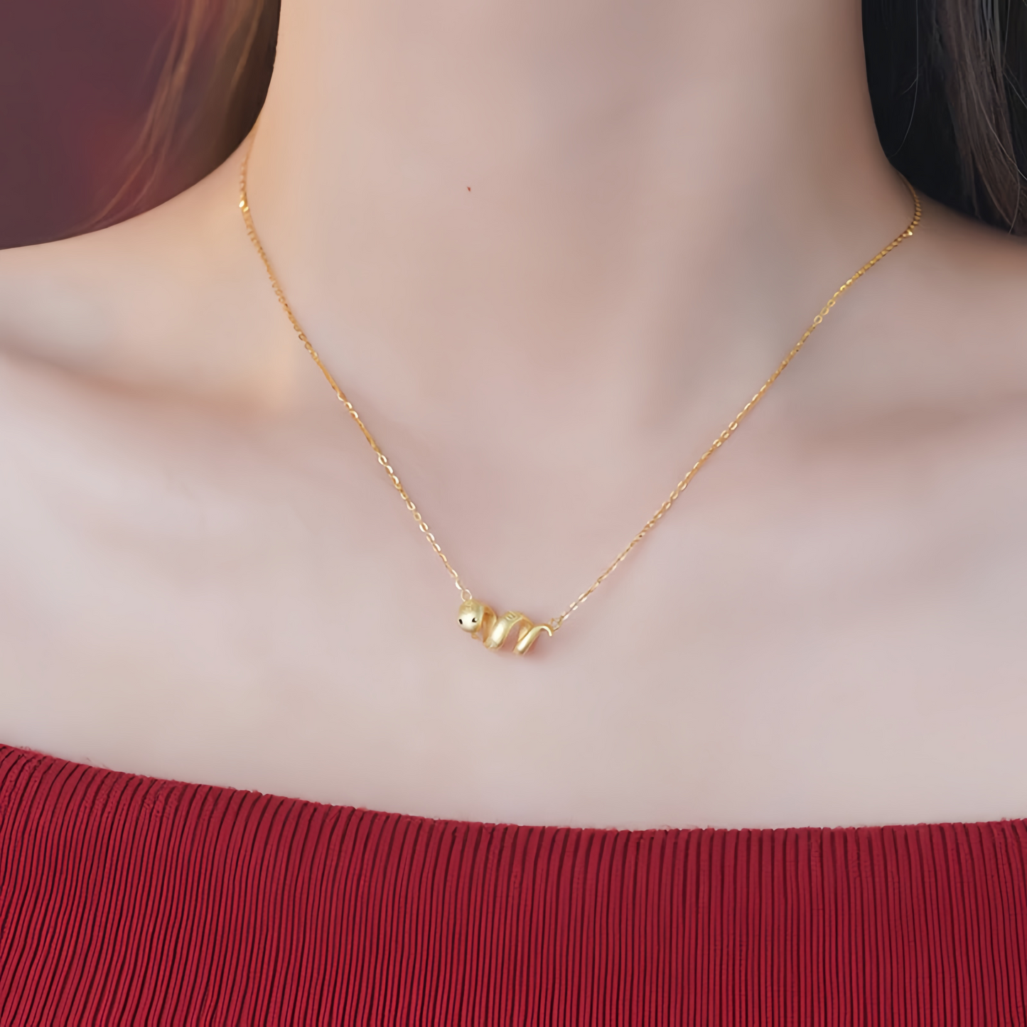 925 Sterling Silver Year Of The Snake Golden Snake Luck  Prosperous Bracelet Necklace Pendant