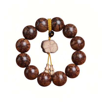 Handmade Plum Blossom Buddhist Beads with Dragon Beard Totem Pendant | Natural Healing Jewelry Trending in 2025