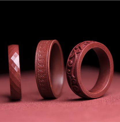 Anello di cinabro fatto a mano con Om Mani Padme Hum, sei sillabe, parole vere, motivo nuvola, simbolo buddista, per uomo e donna.