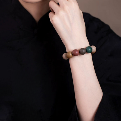Chinese Herbal Five Elements Healing Bead Bracelet for Soothing Sleep with Dragon's Scent - Handmade Traditional