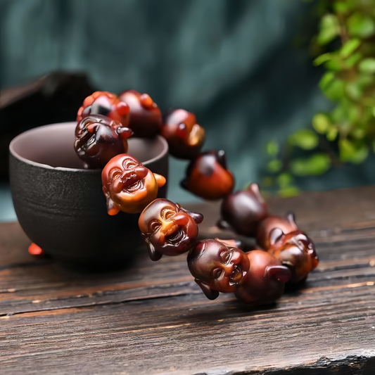 Handmade Buddhist Beads with ambergris | Natural Cherry Red Healing Jewelry for Mental Peace and Spiritual Balance