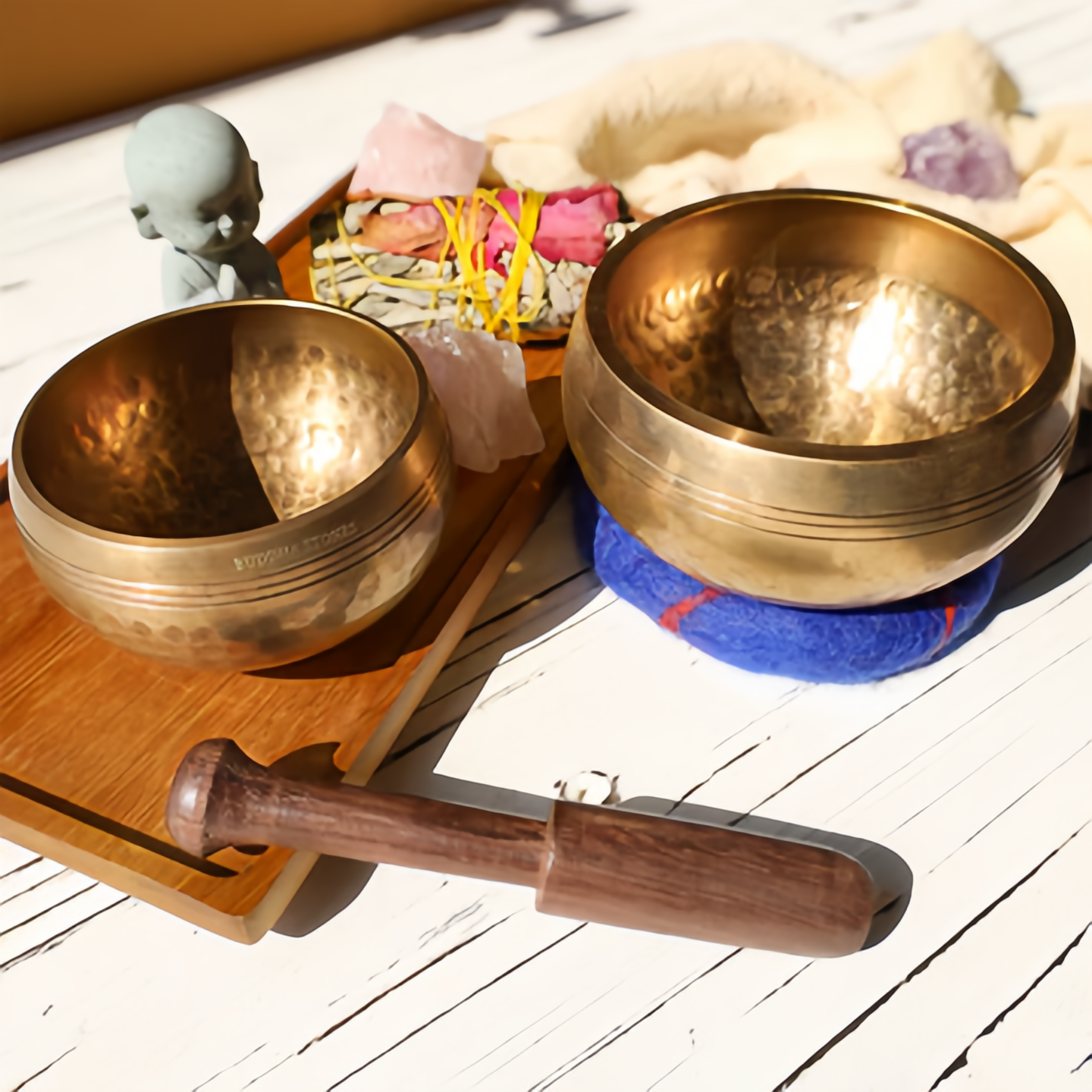 Handmade Authentic Tibetan Singing Bowl Set for Energy Healing & Mindfulness Meditation