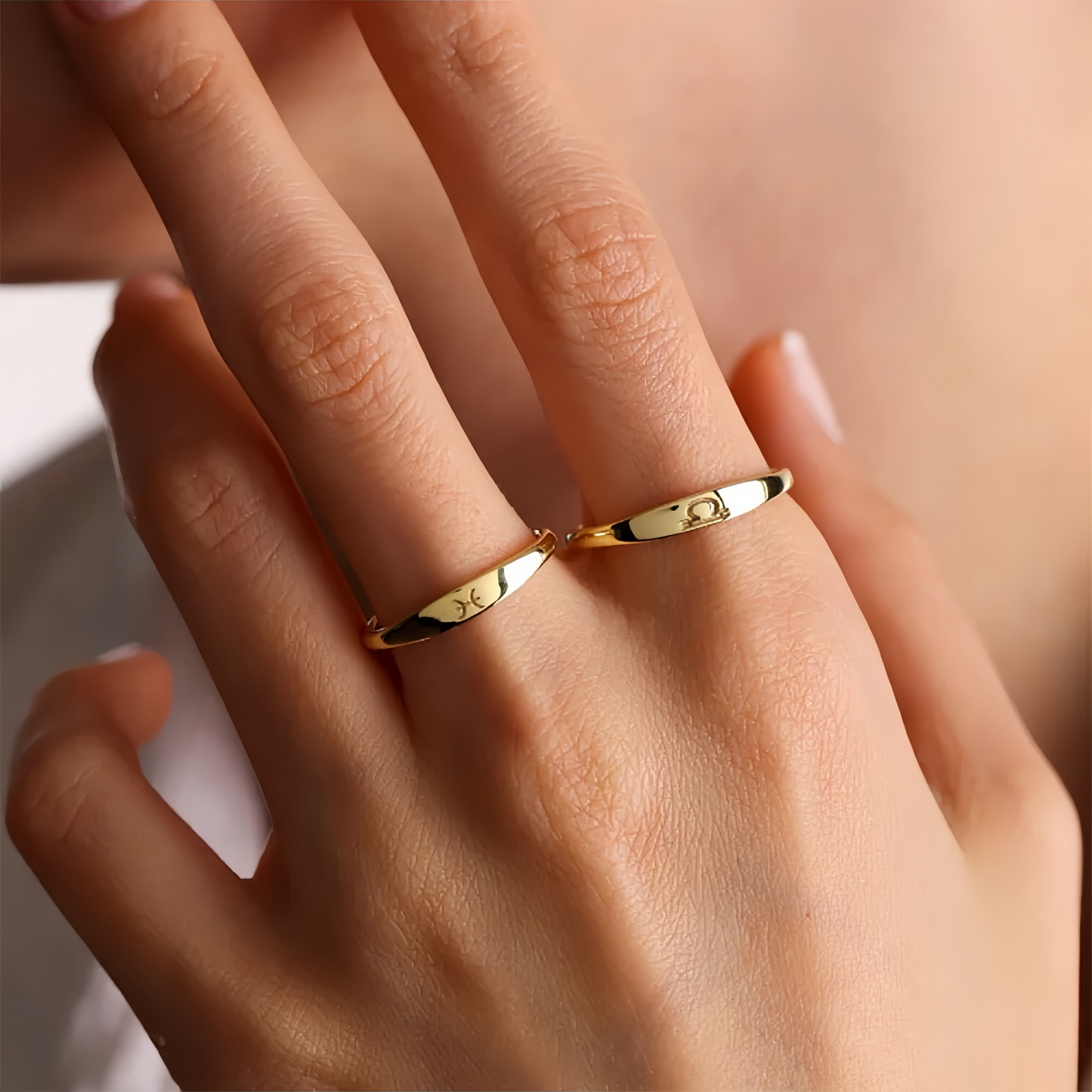 14K Gold Plated Stainless Steel Zodiac Ring - Perfect Golden Astrology Jewelry Gift for Star Lovers