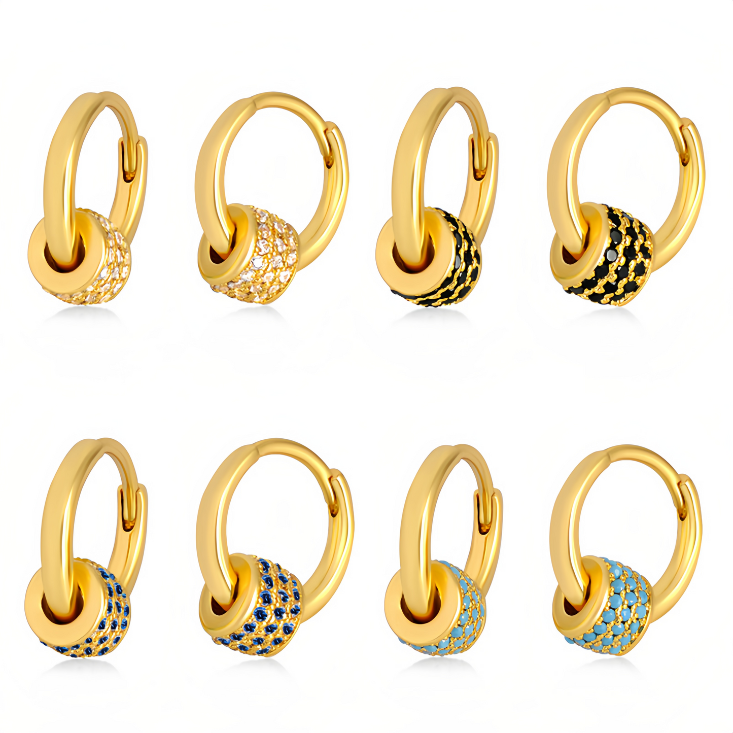 Agate Beaded Hoop Earrings - Detachable Drop Earrings, Colored Gemstone Jewelry