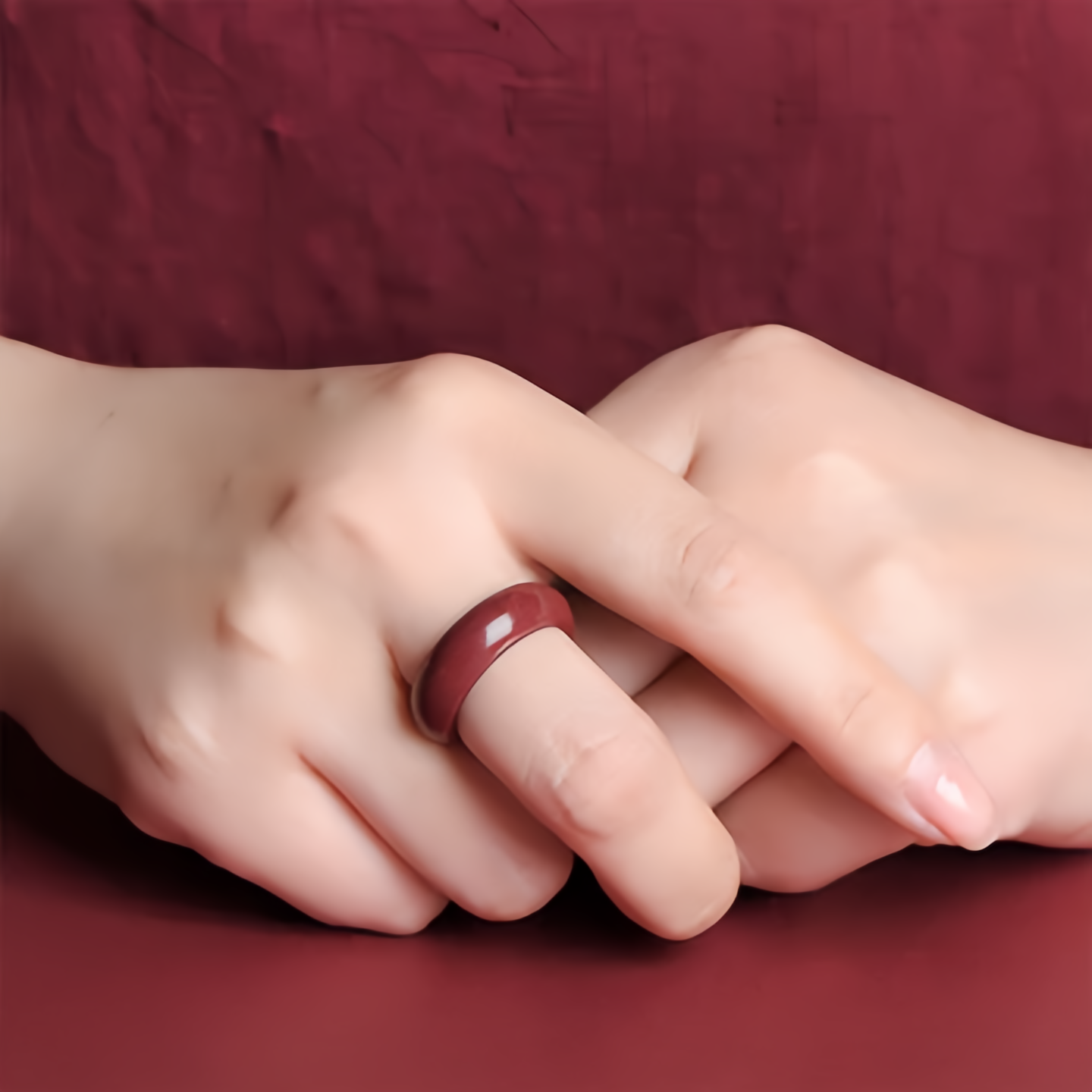 Anello di cinabro fatto a mano con Om Mani Padme Hum, sei sillabe, parole vere, motivo nuvola, simbolo buddista, per uomo e donna.