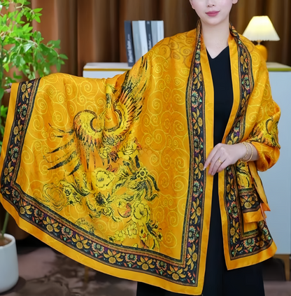 2025 New Dragon Scale Silk Road Handwoven Silk Scarf - UV-Protective Lightweight Vintage Chinese Ethno Fashion Shawl