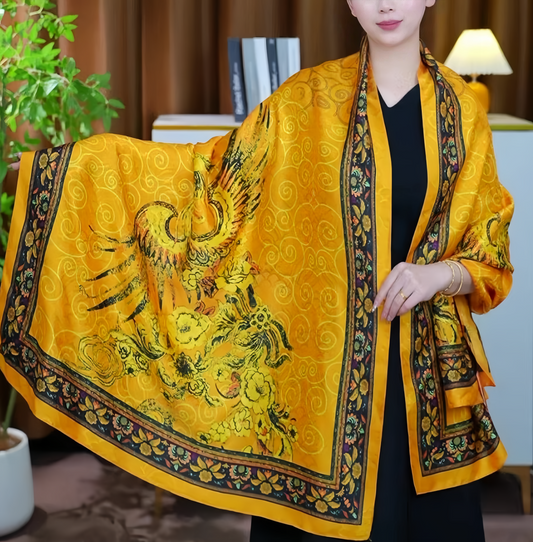 2025 New Dragon Scale Silk Road Handwoven Silk Scarf - UV-Protective Lightweight Vintage Chinese Ethno Fashion Shawl