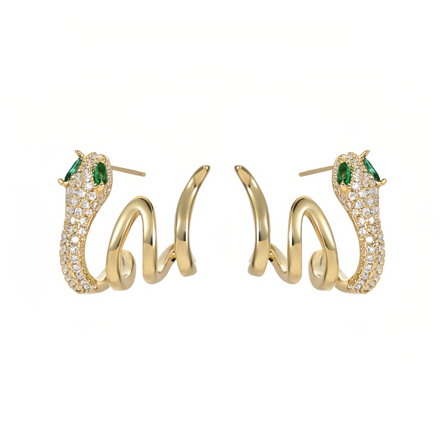 2025 Zodiac Snake Earrings with Emerald Green Eyes - 925 Sterling Silver Serpent Jewelry