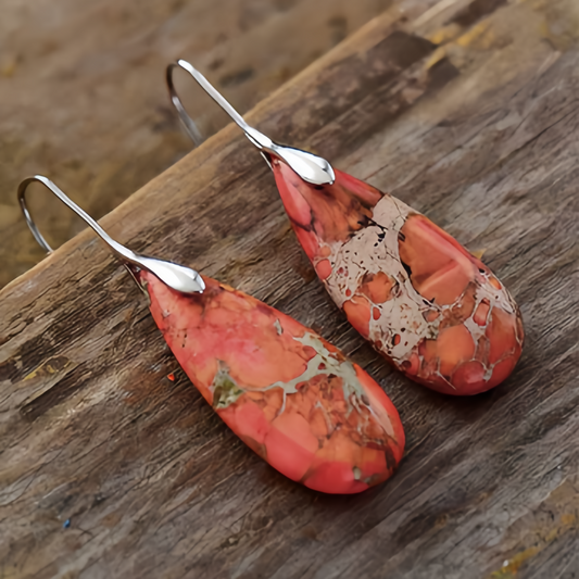 Emperor Stone Healing Crystal Earrings，Handmade Chakra-Balancing Energy Jewelry