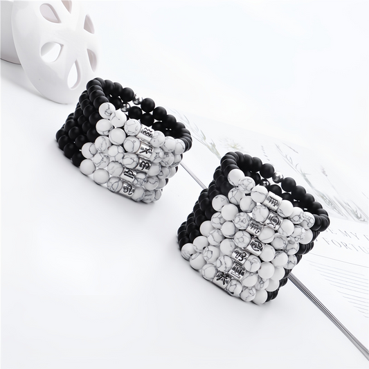 12 Zodiac Signs Natural Matte Stone White Turquoise Beaded Wealth Attraction Bracelet
