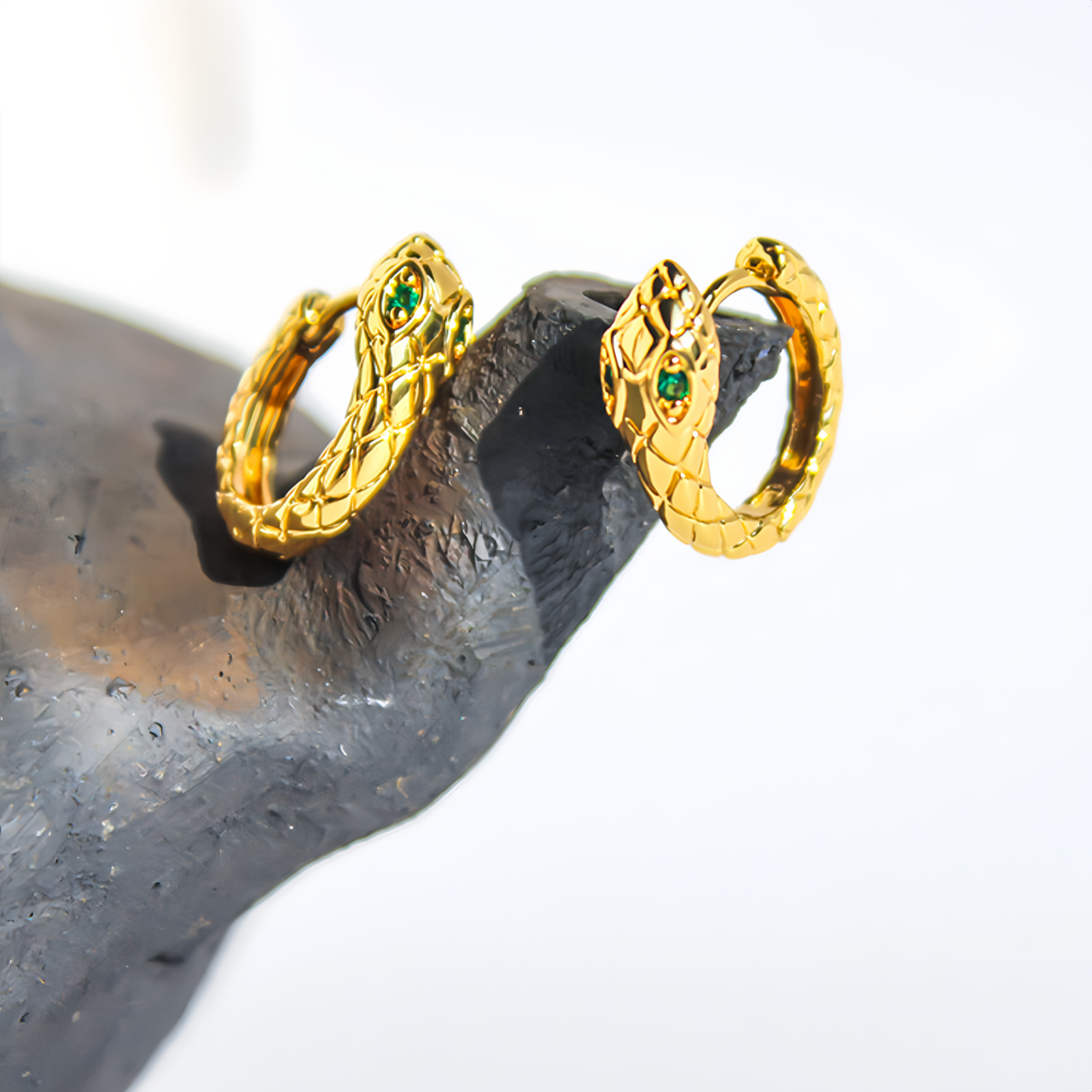 Zodiac Green Zircon Snake Eye Earrings - Adjustable Snake Earrings, Unique Statement Jewelry