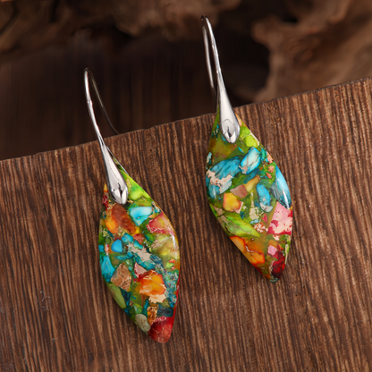 Emperor Stone Healing Crystal Earrings，Handmade Chakra-Balancing Energy Jewelry