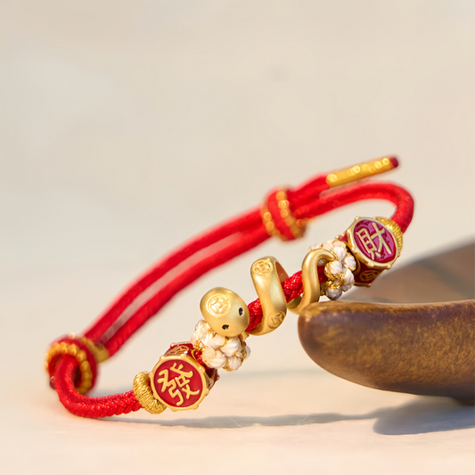 925 Sterling Silver Year Of The Snake Golden Snake Luck  Prosperous Bracelet Necklace Pendant