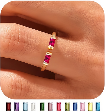 Birthstone Ring by ｜Best Friend Gift ｜ Anniversary Gift ｜ Adjustable Personalized Gemstone Ring