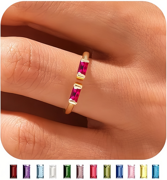 Birthstone Ring by ｜Best Friend Gift ｜ Anniversary Gift ｜ Adjustable Personalized Gemstone Ring