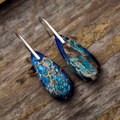 Emperor Stone Healing Crystal Earrings，Handmade Chakra-Balancing Energy Jewelry