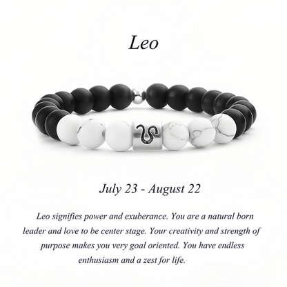 12 Zodiac Signs Natural Matte Stone White Turquoise Beaded Wealth Attraction Bracelet