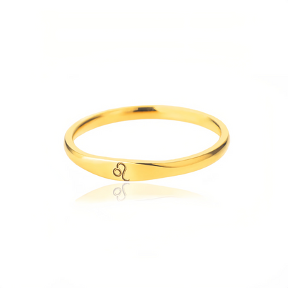14K Gold Plated Stainless Steel Zodiac Ring - Perfect Golden Astrology Jewelry Gift for Star Lovers
