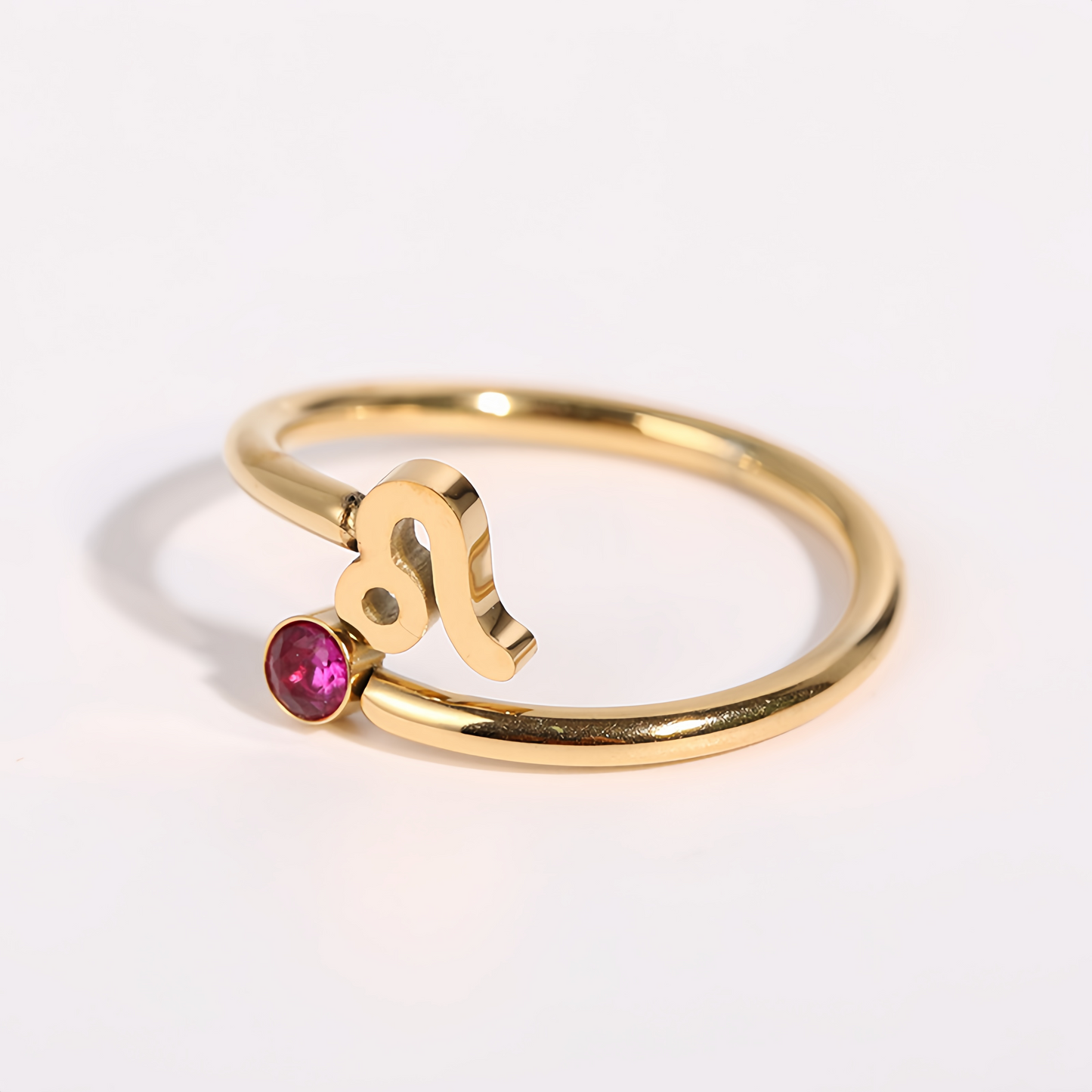 Zodiac Birthstone Titanium Steel Ring with Rune Symbols - Adjustable Open  Zircon Astrology Jewelry