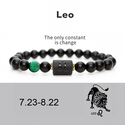 Spiritual Protection 12 Zodiac Signs Black Onyx Guardian Stone Adjustable Stretch Bracelet
