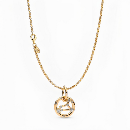 14K Gold-Plated Birthstone Constellations Zirconia Guardian Lucky Pendant Necklace