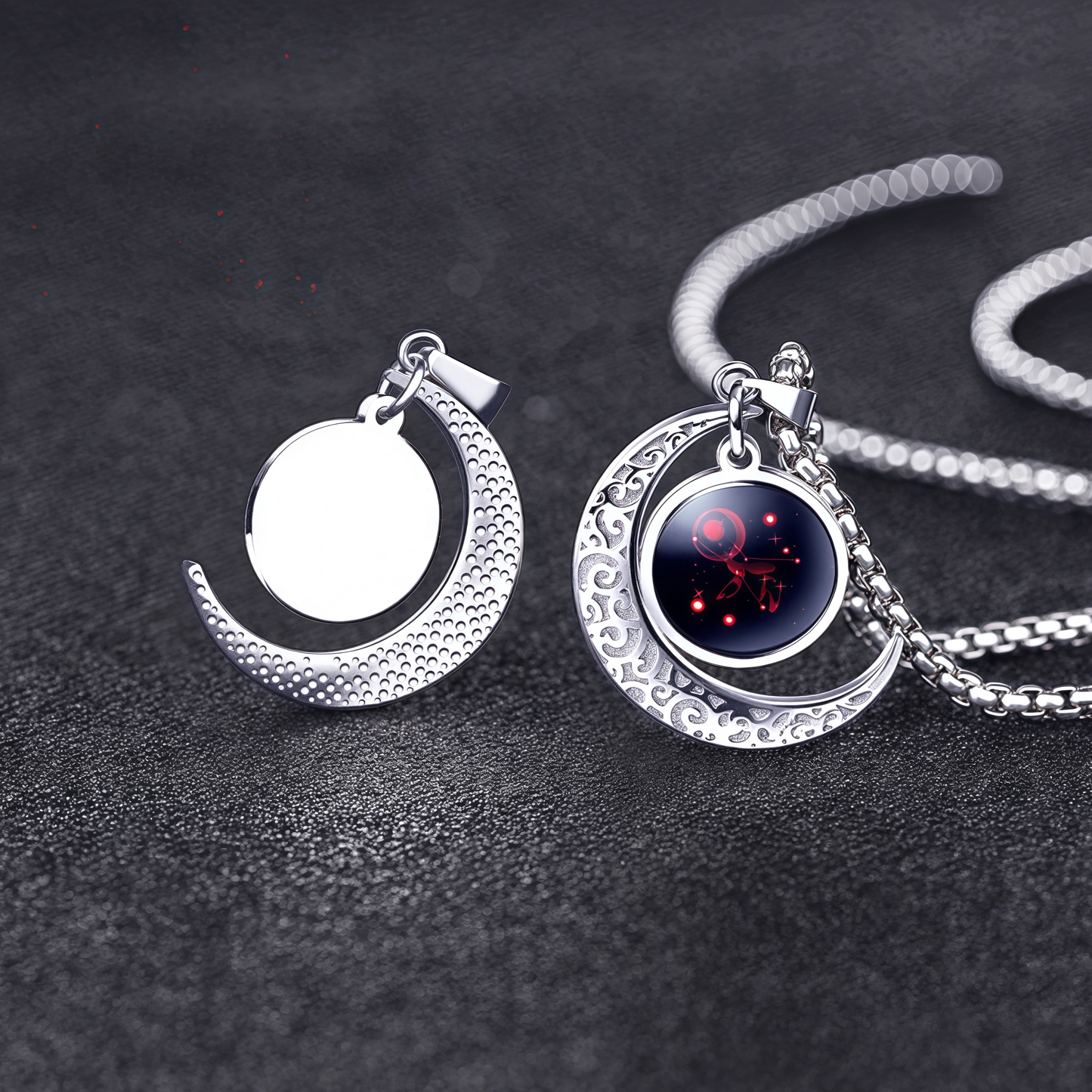 Collana con ciondolo in pietra di luna con guardiano lunare dei 12 segni zodiacali del 2025