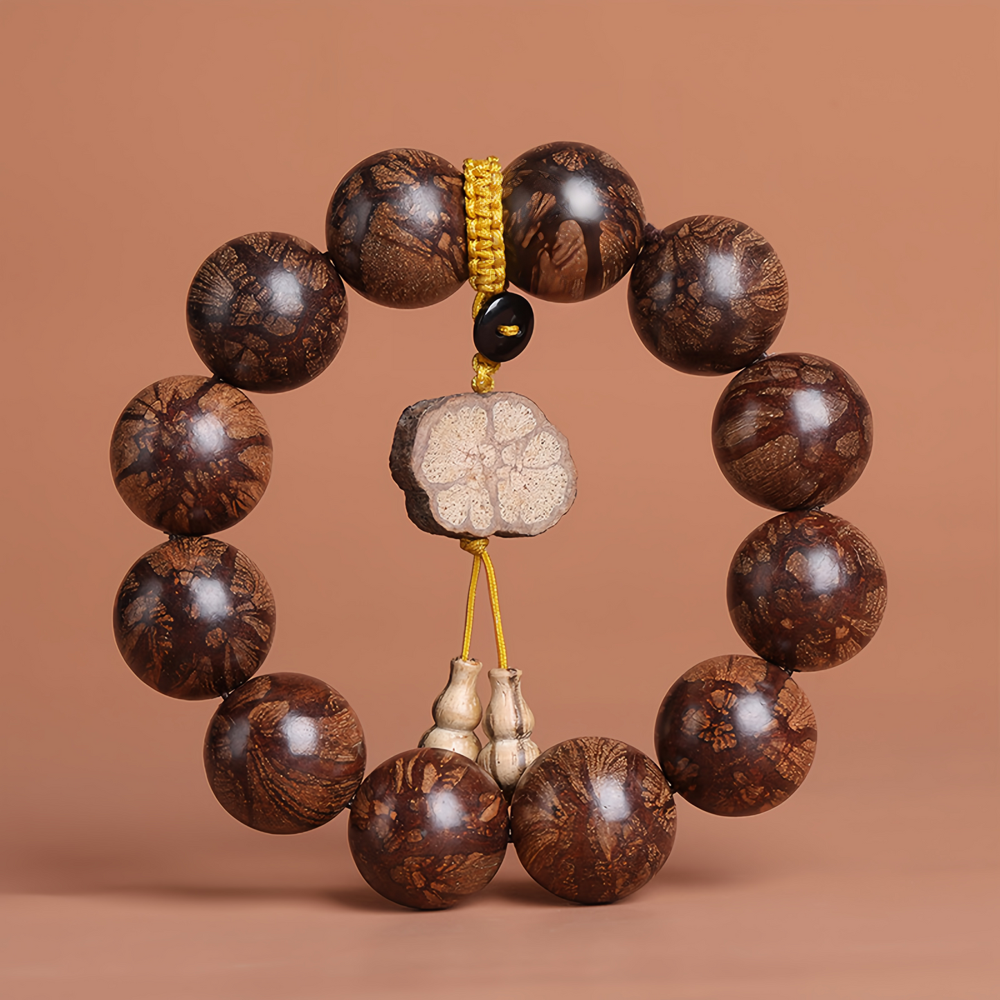 Handmade Plum Blossom Buddhist Beads with Dragon Beard Totem Pendant | Natural Healing Jewelry Trending in 2025
