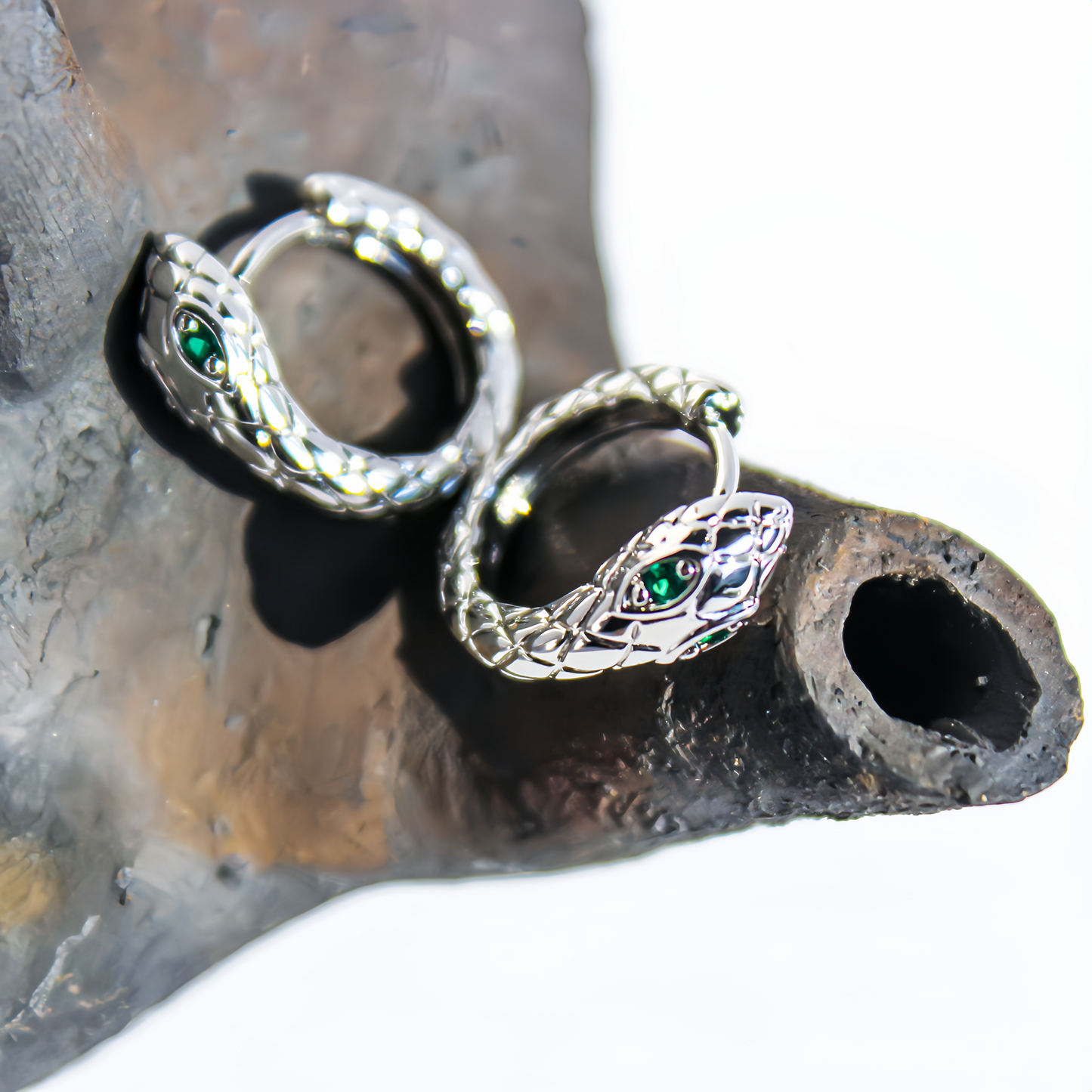 Zodiac Green Zircon Snake Eye Earrings - Adjustable Snake Earrings, Unique Statement Jewelry