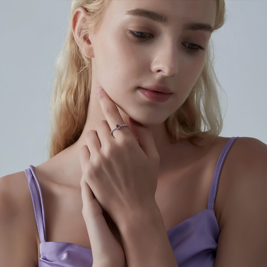 925 Sterling Silver Natural Amethyst Oval Ring | Fashion-Forward Stacking Jewelry for Friends