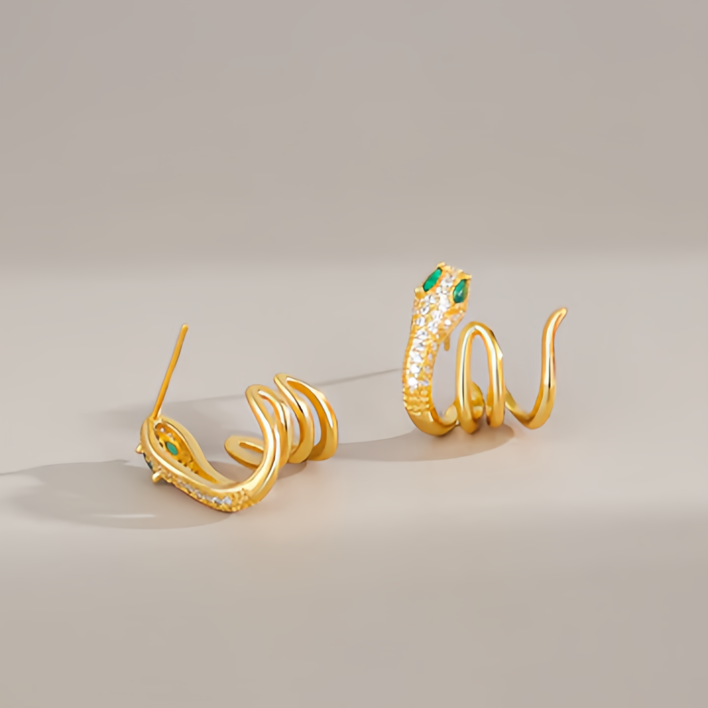 2025 Zodiac Snake Earrings with Emerald Green Eyes - 925 Sterling Silver Serpent Jewelry