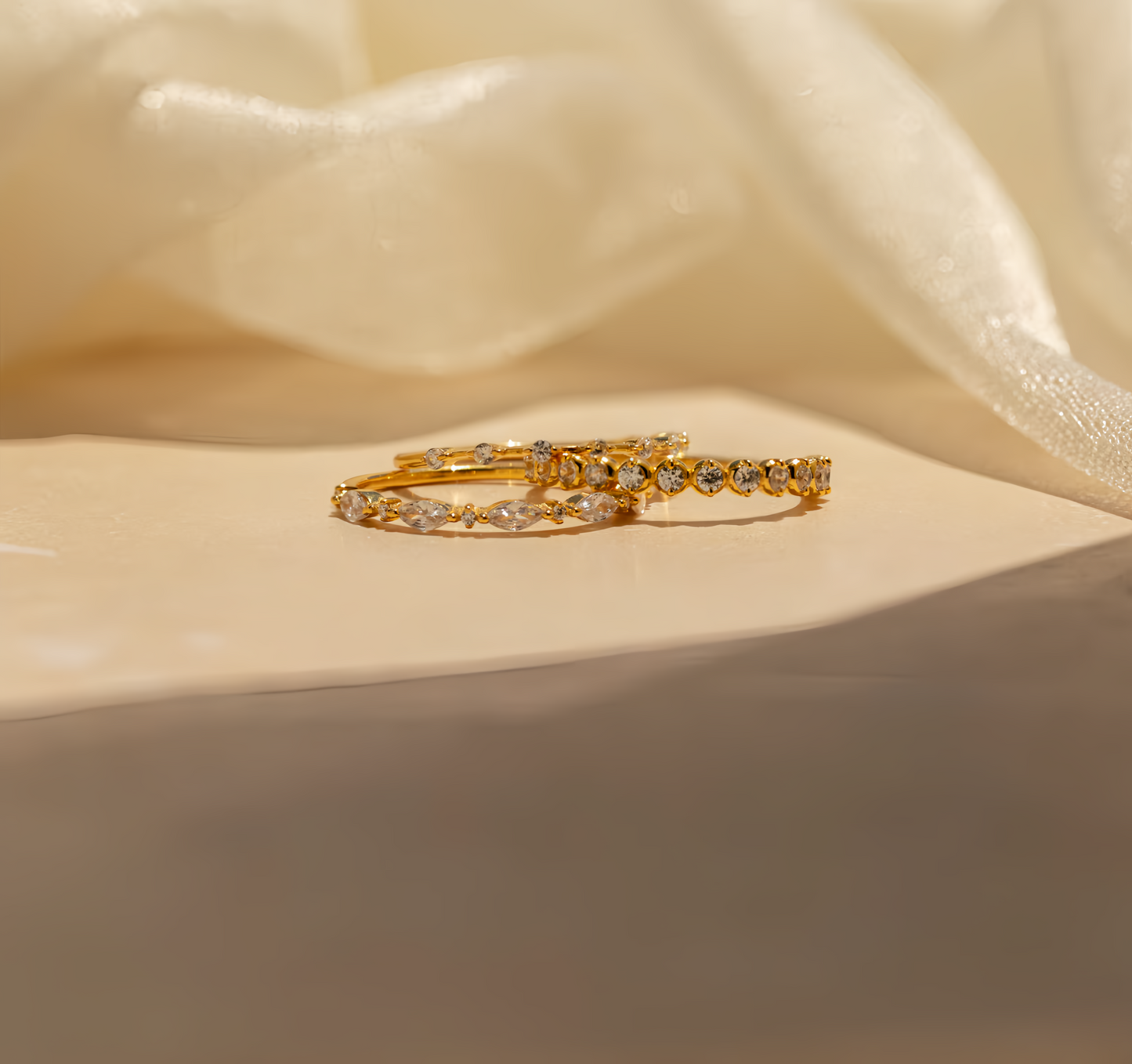 Anello con diamanti impilabili | Set di 3 anelli con pietre preziose | Gioielli in cristallo | Regalo di compleanno per la fidanzata