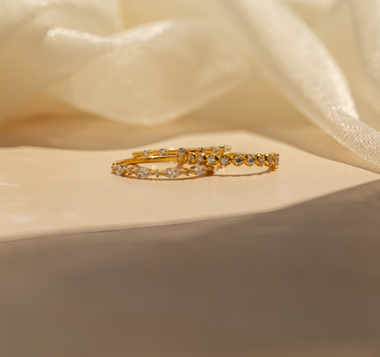 Anello con diamanti impilabili | Set di 3 anelli con pietre preziose | Gioielli in cristallo | Regalo di compleanno per la fidanzata