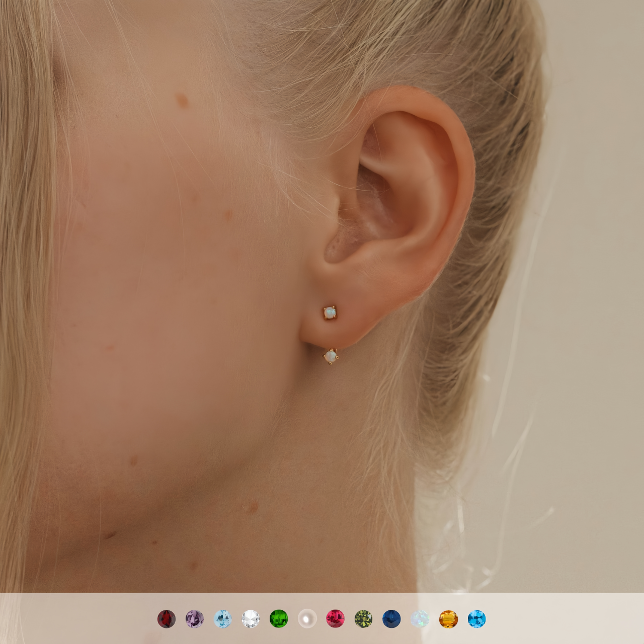 Zodiac Birthstone Earrings - Custom Engraved Gemstone Studs with 12 Month Birthstone Options | Personalized Jewelry for Women