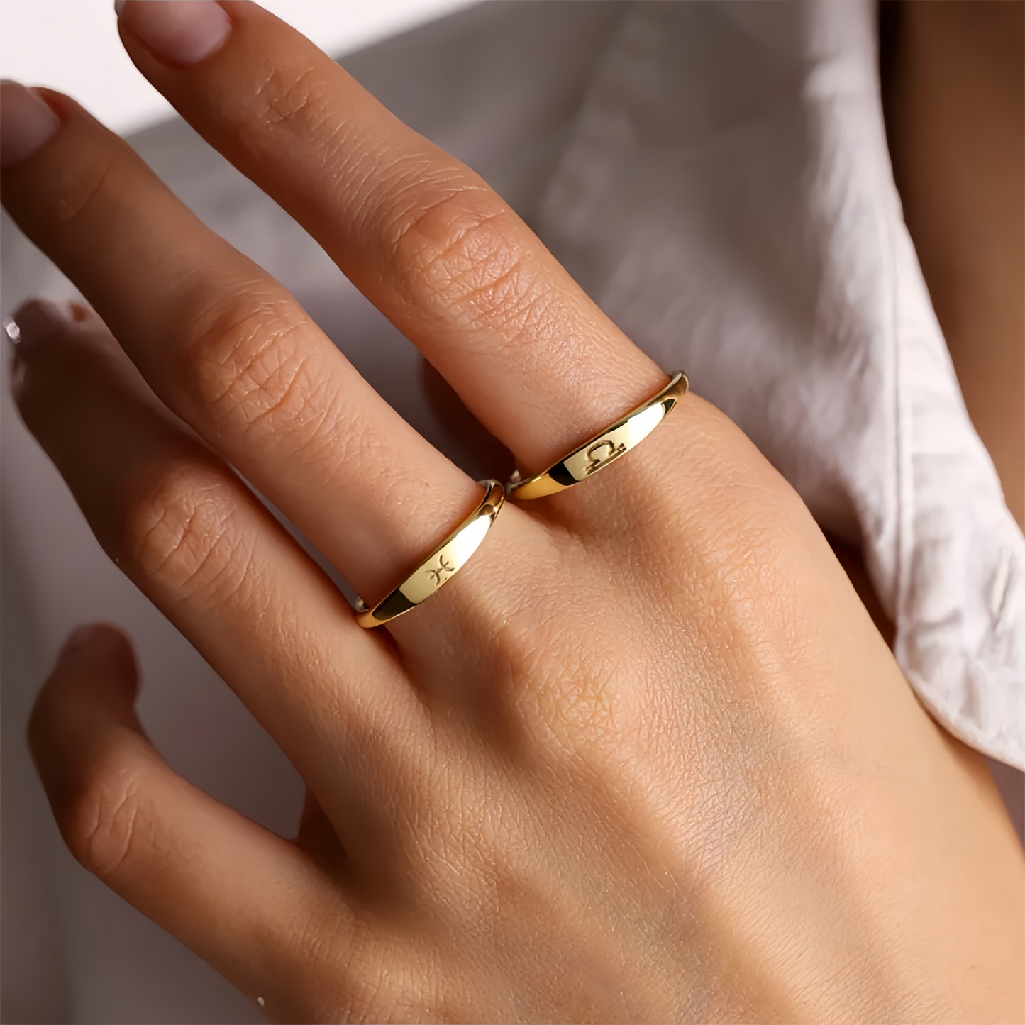 14K Gold Plated Stainless Steel Zodiac Ring - Perfect Golden Astrology Jewelry Gift for Star Lovers
