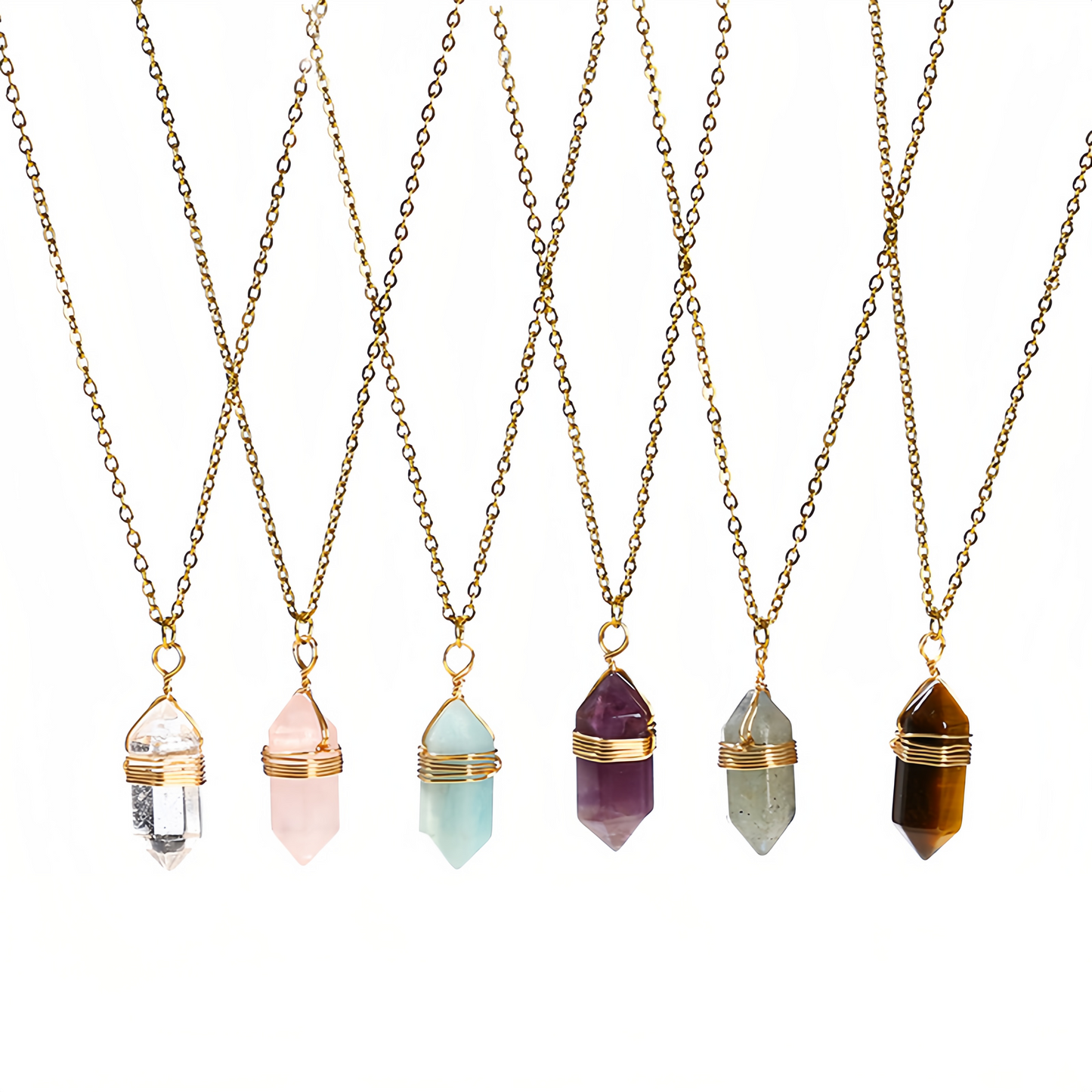 Natural Healing Energy | Moonstone Double Pointed Hexagon Pendant Necklace