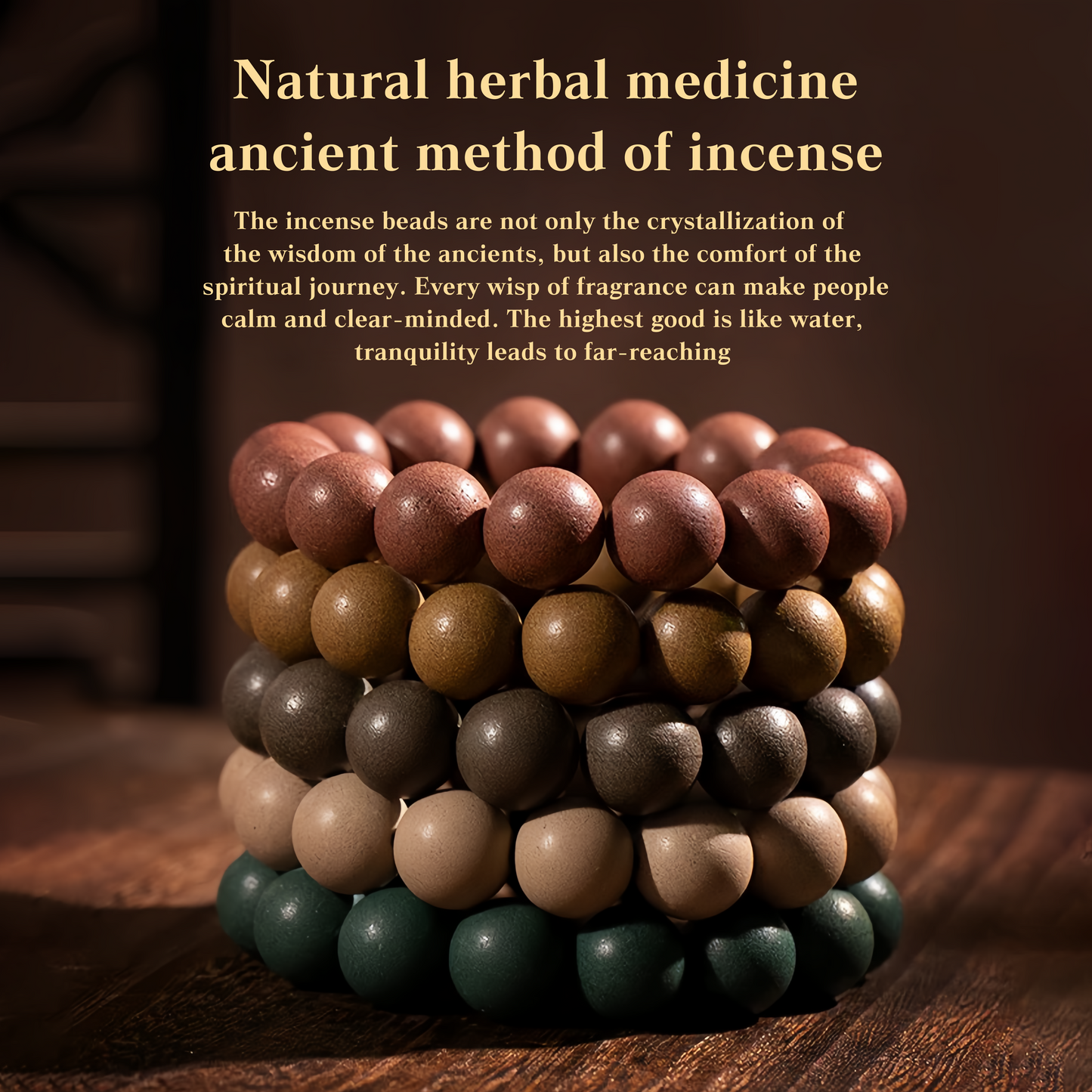 Chinese Herbal Five Elements Healing Bead Bracelet for Soothing Sleep with Dragon's Scent - Handmade Traditional