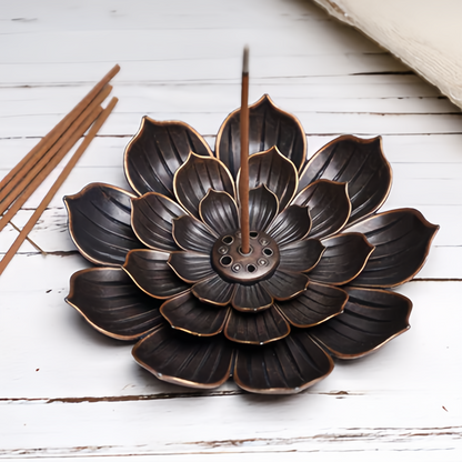 Ntique Bronze 6-Hole Lotus Incense Burner - Handcrafted Zen Home Decor for Meditation, Yoga & Aromatherapy (Eco-Friendly Copper Alloy)
