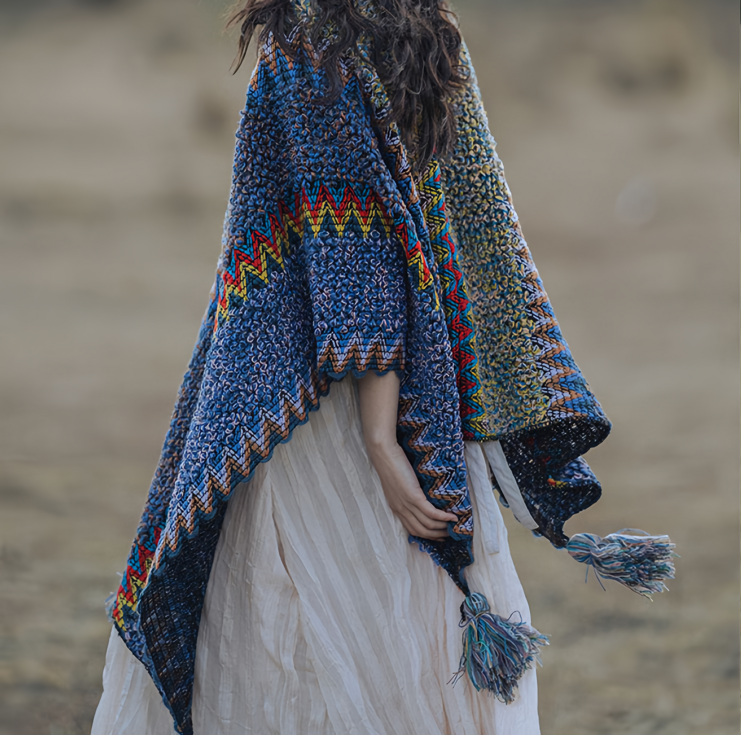 Tibetan Shawl Knitting Warm Cloak Tibetan Tassel Scarf