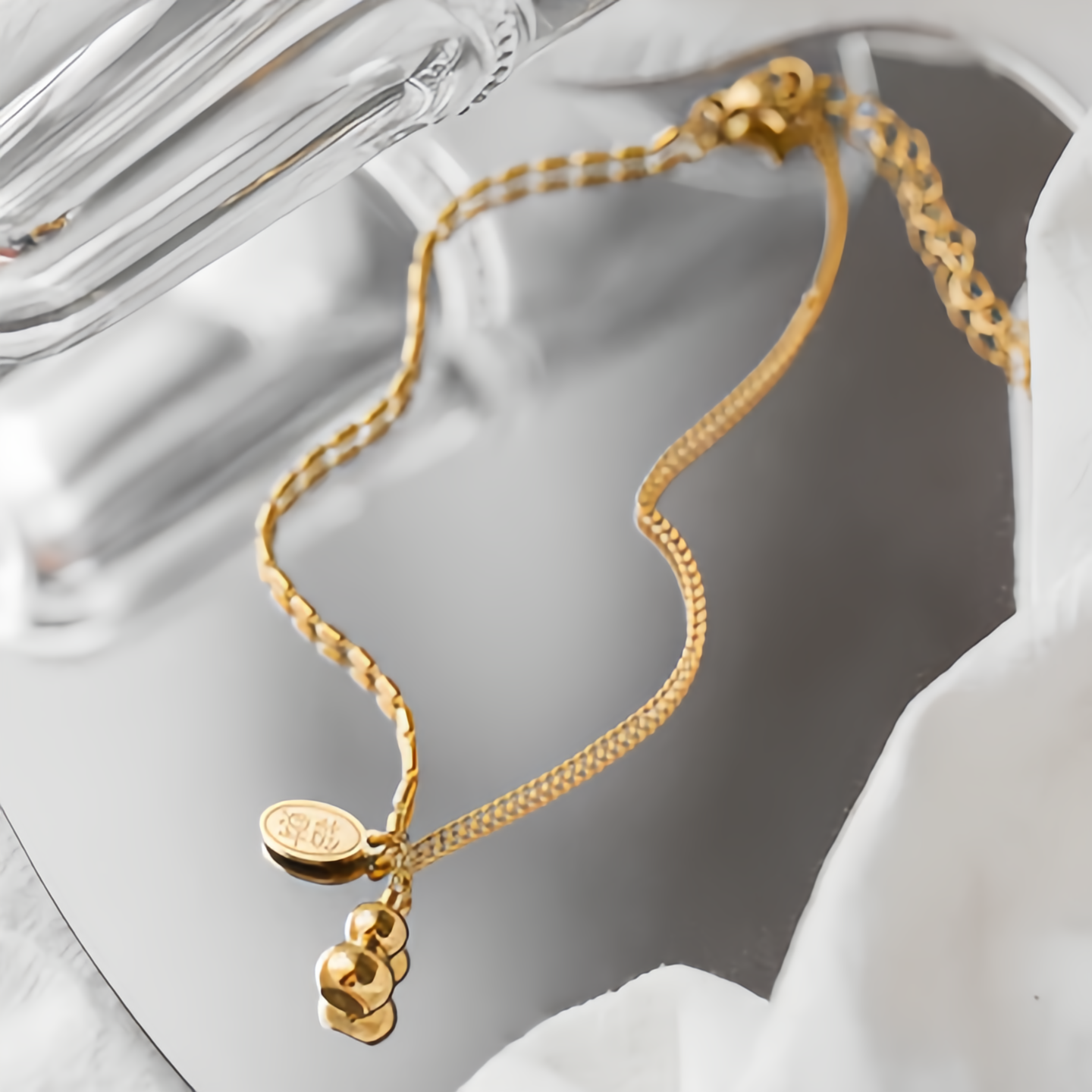 18K Gold Lucky Gourd Bracelet Anklet - Adjustable Style Fortune Jewelry