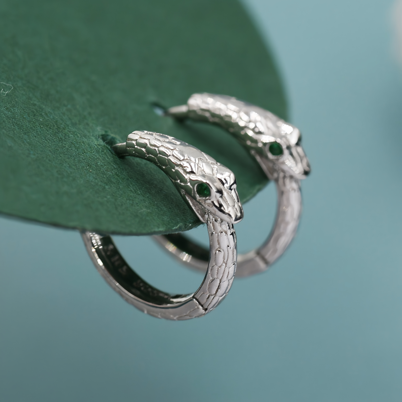 Zodiac Green Zircon Snake Eye Earrings - Adjustable Snake Earrings, Unique Statement Jewelry