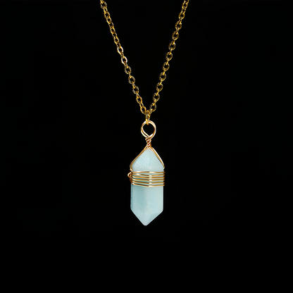 Natural Healing Energy | Moonstone Double Pointed Hexagon Pendant Necklace