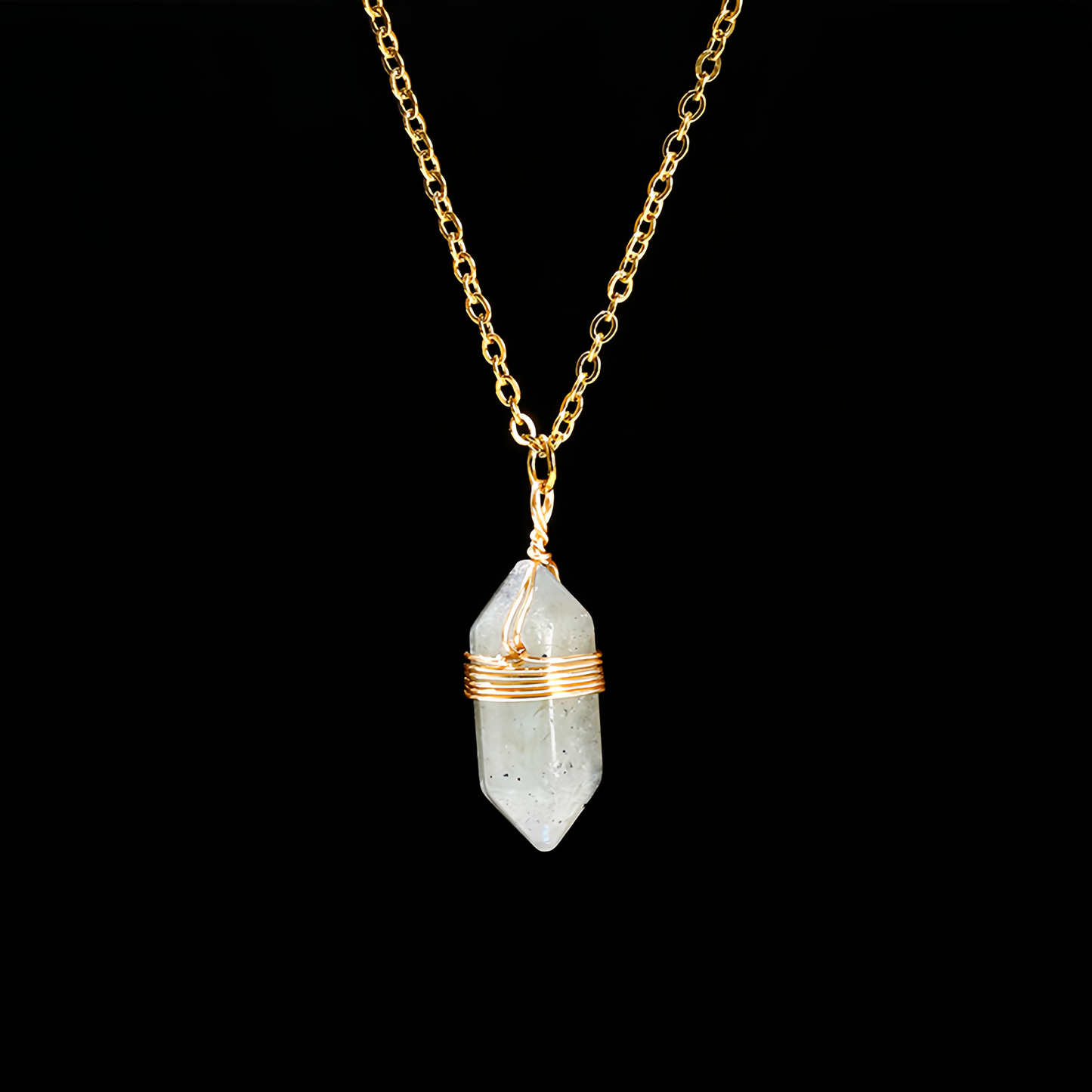 Natural Healing Energy | Moonstone Double Pointed Hexagon Pendant Necklace