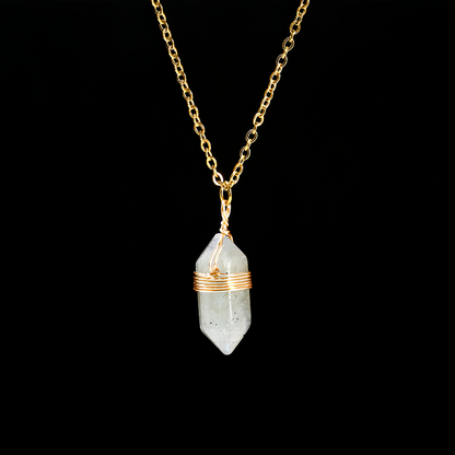 Natural Healing Energy | Moonstone Double Pointed Hexagon Pendant Necklace