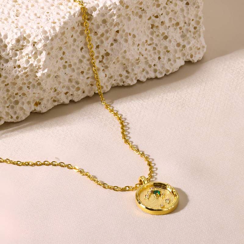 14K Gold Plated Zodiac Star Map Pendant Necklace for All Zodiac Signs – Love Jewelry Gift for Couples